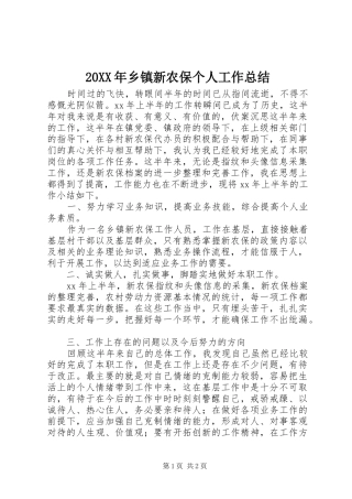 20XX年乡镇新农保个人工作总结