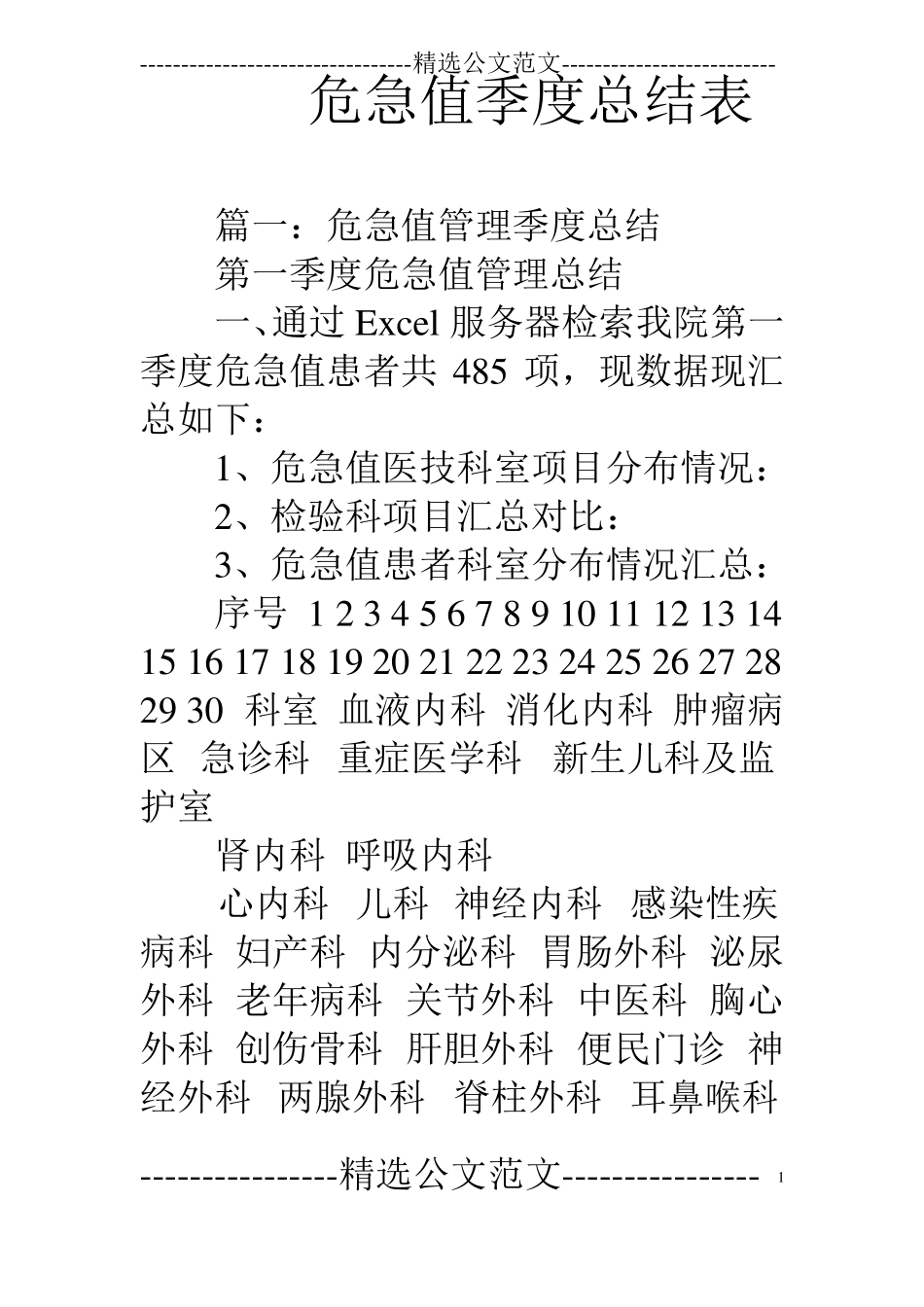 危急值季度总结表_第1页