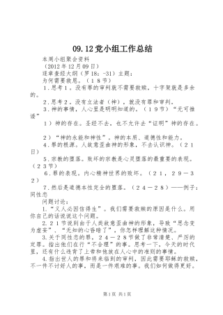 09.12党小组工作总结 