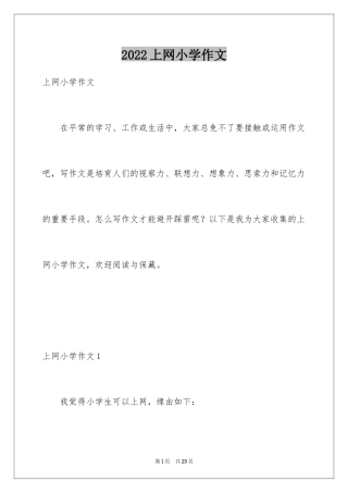 2024上网小学作文