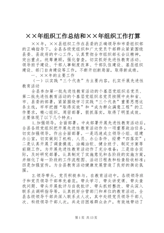 ××年组织工作总结和××年组织工作打算 