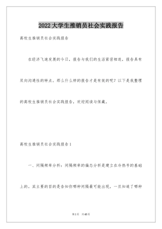 2024大学生推销员社会实践报告