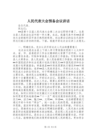 人民代表大会预备会议讲话发言