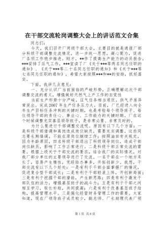 在干部交流轮岗调整大会上的讲话发言范文合集