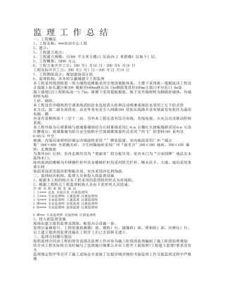 某培训中心工程监理工作总结