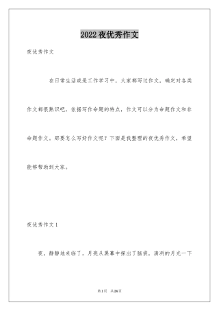2024夜优秀作文