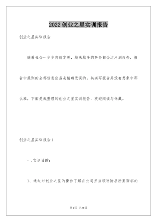 2024创业之星实训报告