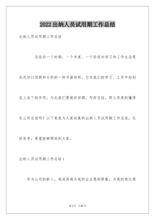 2024出纳人员试用期工作总结_7