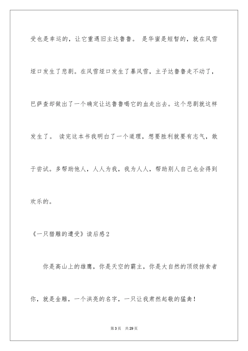 2024《一只猎雕的遭遇》读后感_第3页