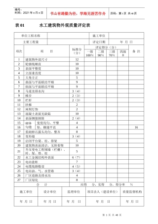 建筑工程质量评定表