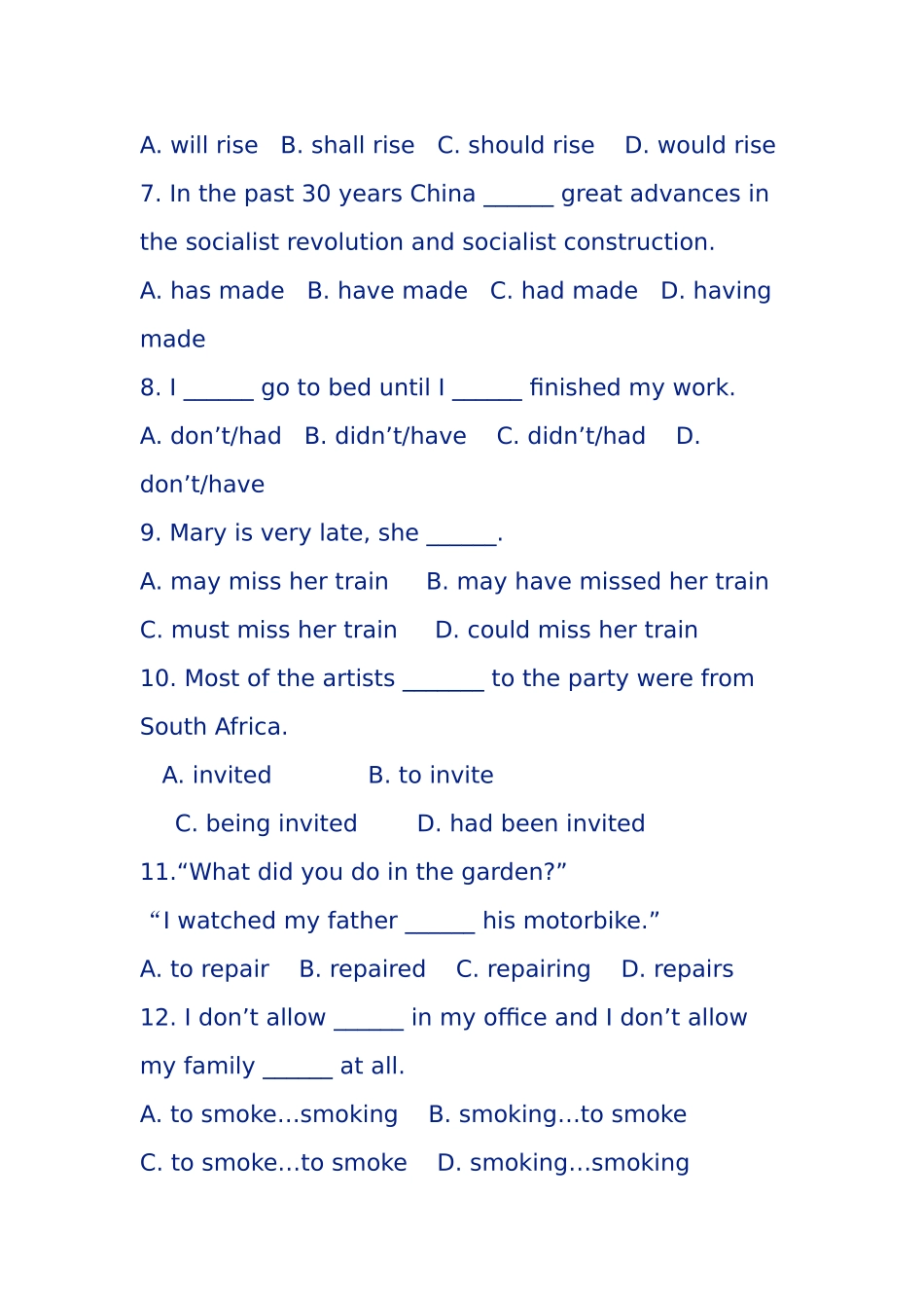 初中英语语法列表—动词精选练习题_第2页