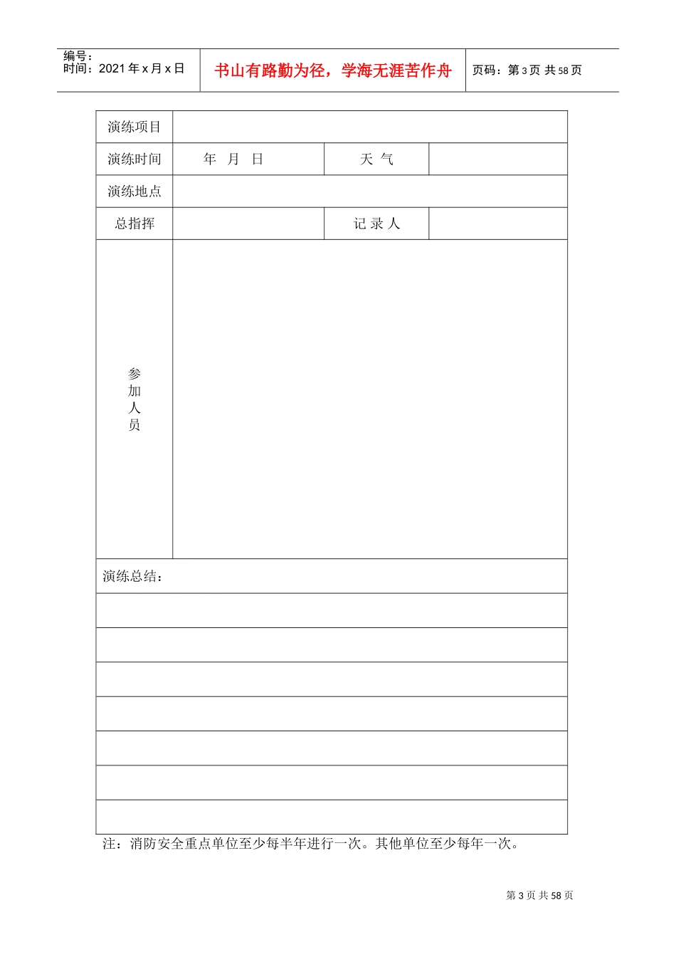 消防安全演练培训记录本_第3页