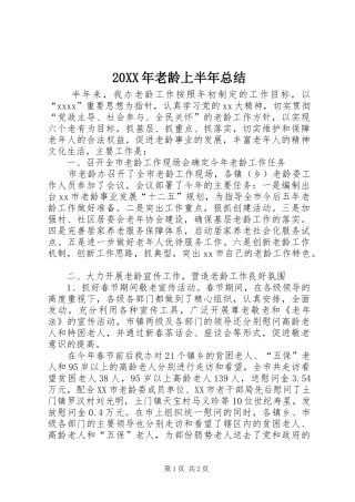 20XX年老龄上半年总结