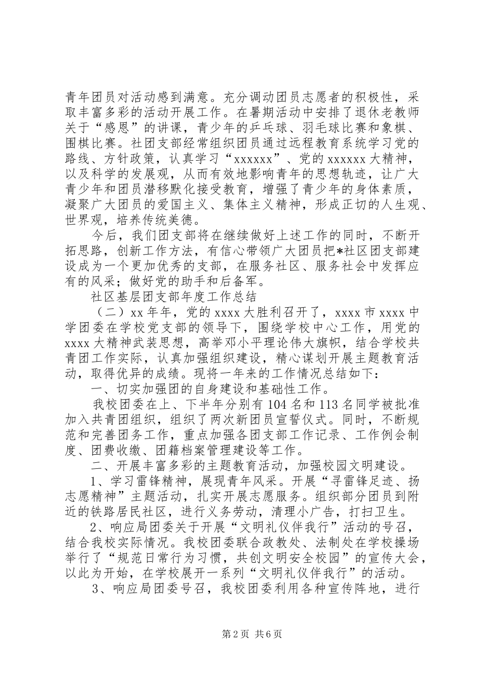 20XX年社区基层团支部年度工作总结_第2页