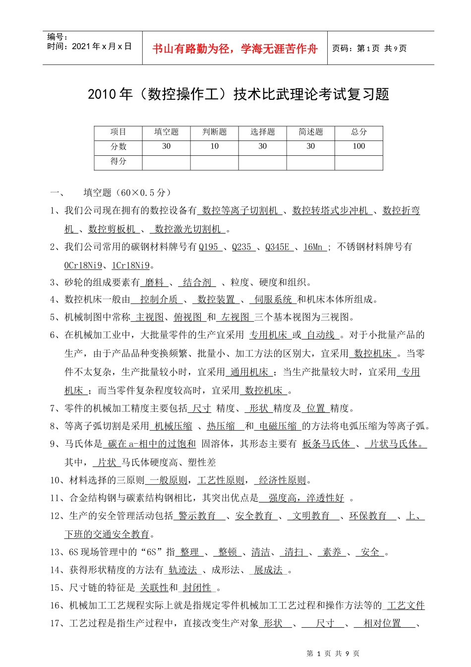 数控工考试复习题_第1页