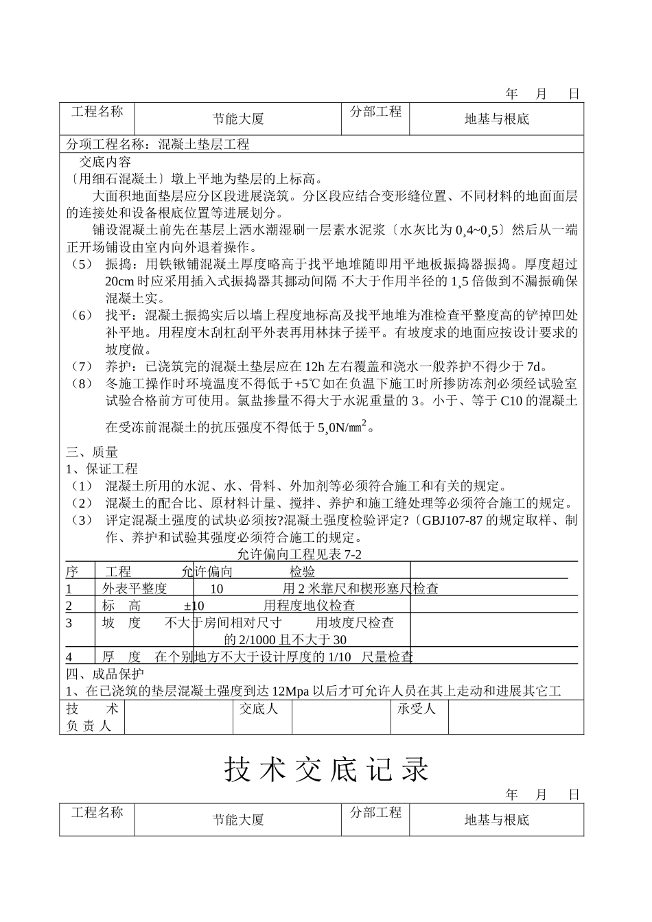 混凝土垫层工程技术交底_第2页