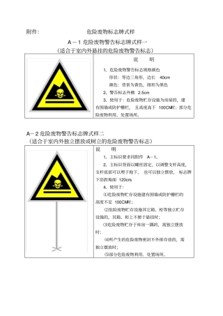 危险废物标识标牌规定