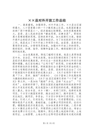 ××县对外开放工作总结 