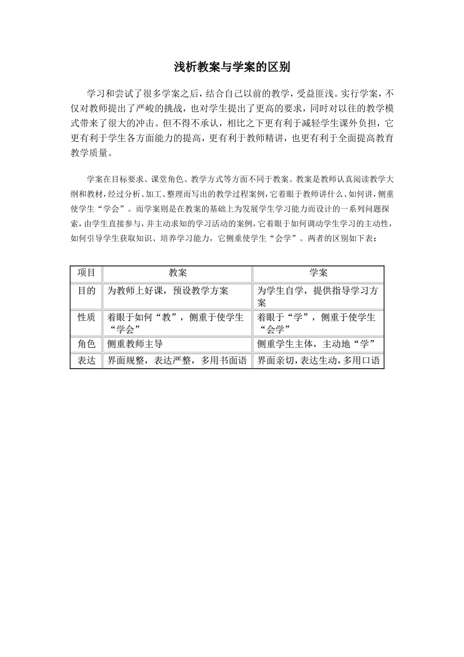 浅谈教案和学案的区别_第1页