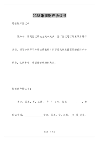 2024婚前财产协议书
