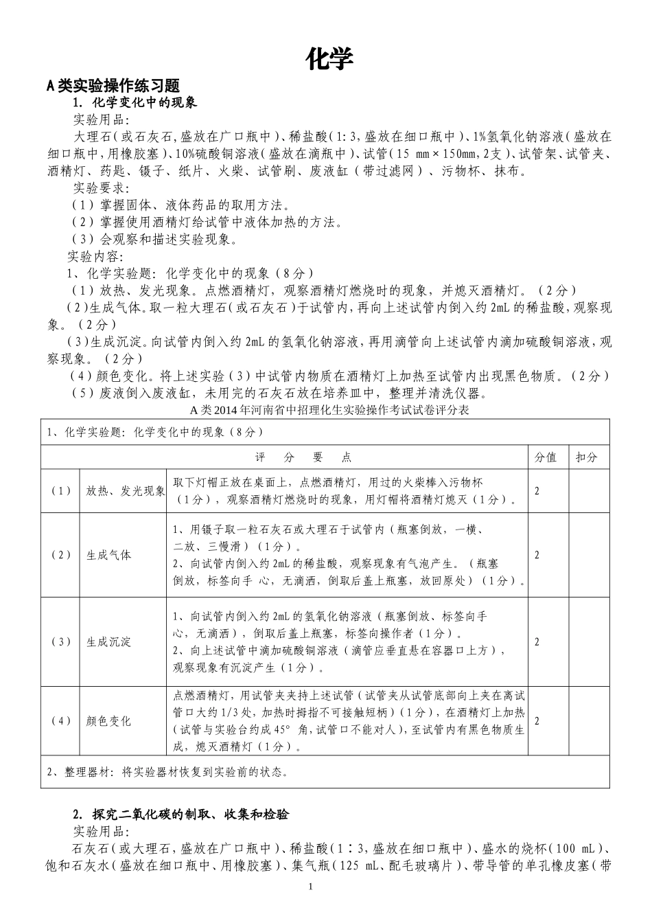 2015化学实验练习_第1页