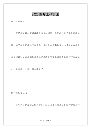 2024医疗工作计划 