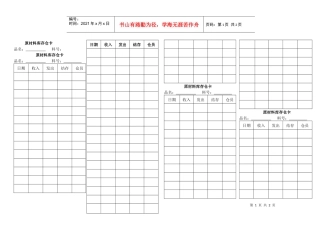 原材料库存仓卡