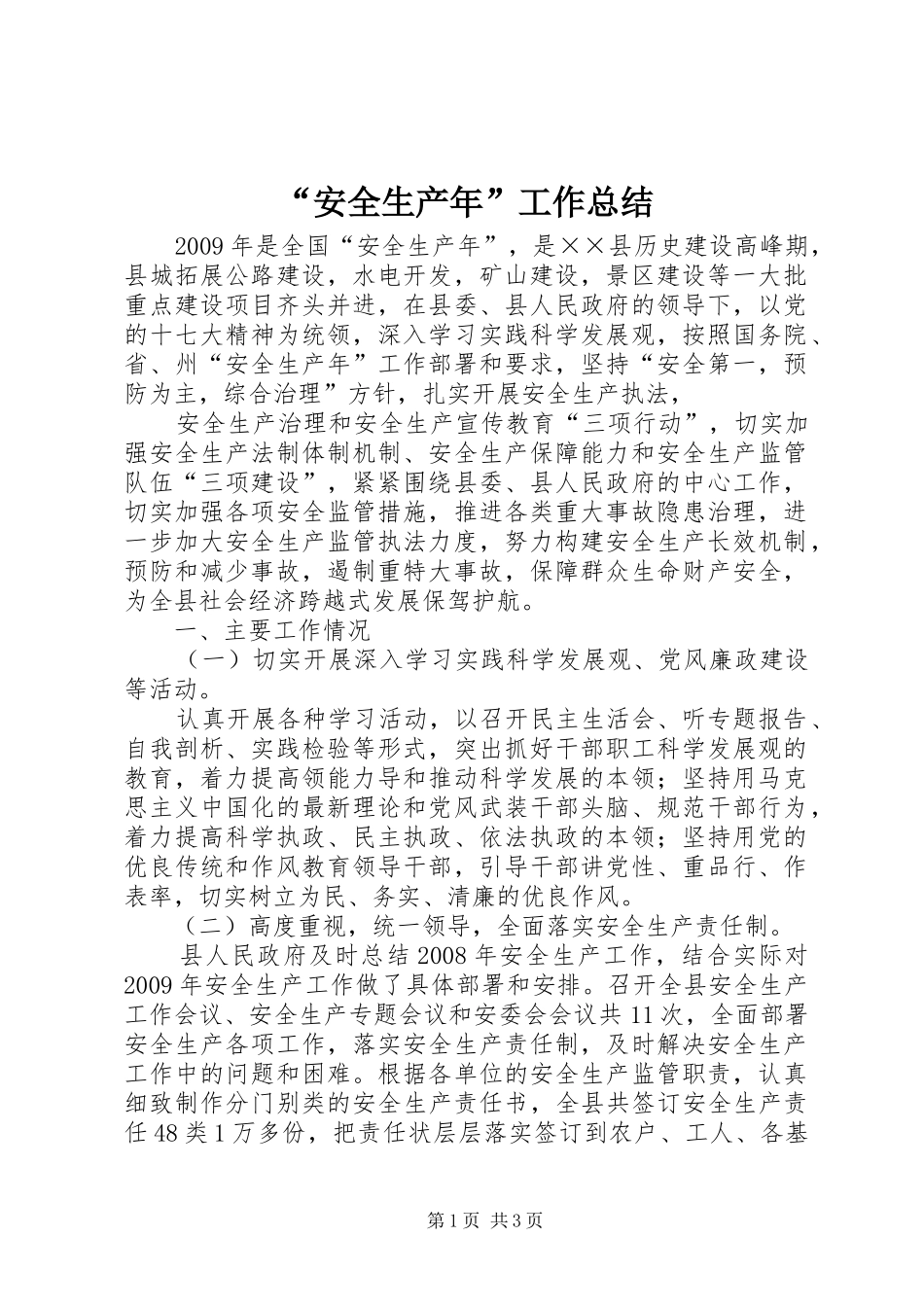 “安全生产年”工作总结 _第1页