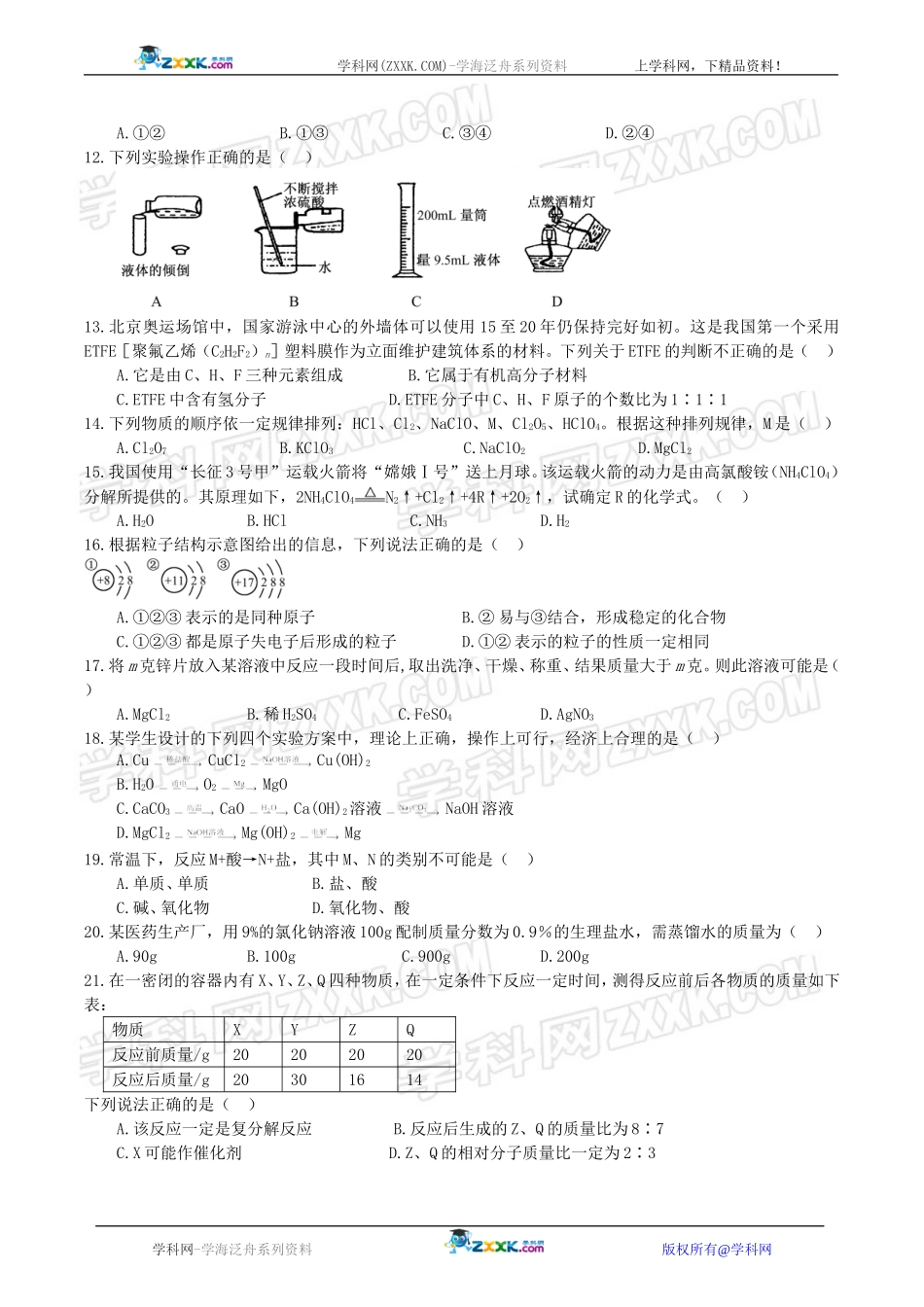 兰州市2008年初中毕业生学业考试试卷_第2页