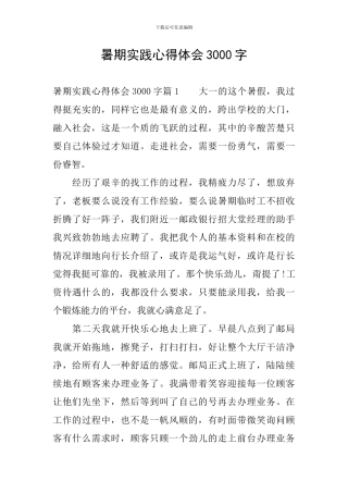 暑期实践心得体会3000字
