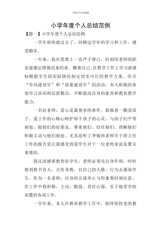 小学年度个人总结范例