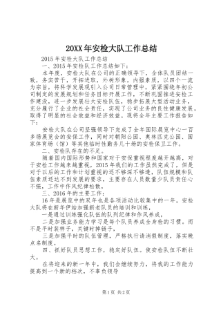 20XX年安检大队工作总结 