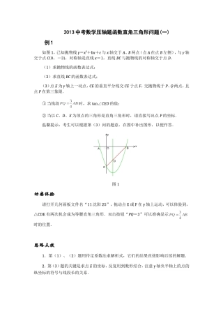 2013中考数学压轴题函数直角三角形问题7
