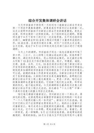 综合开发集体调研会讲话发言