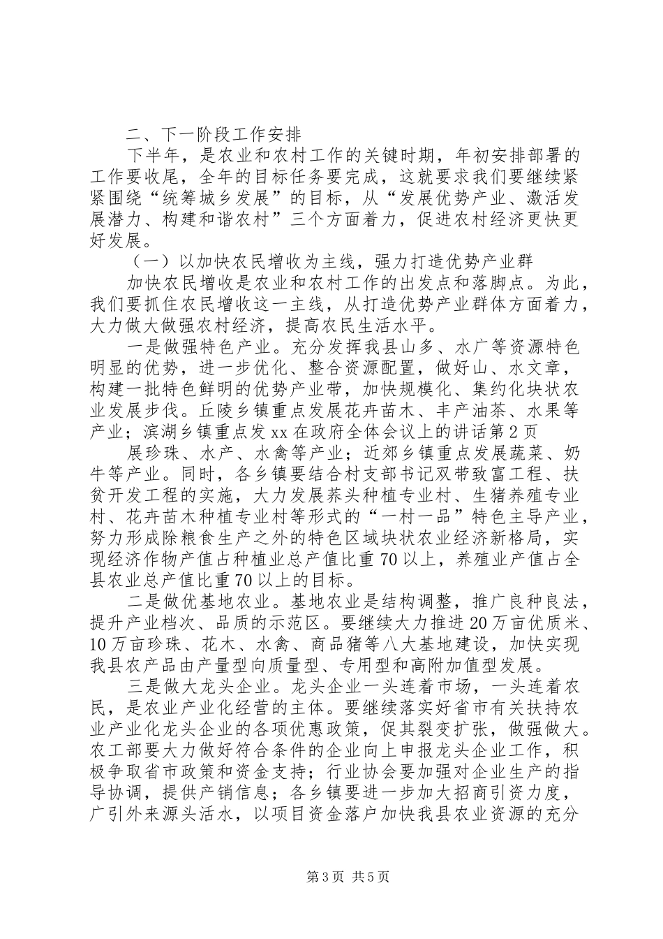 XX在政府全体会议上的讲话发言_第3页