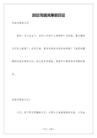 2024写放风筝的日记