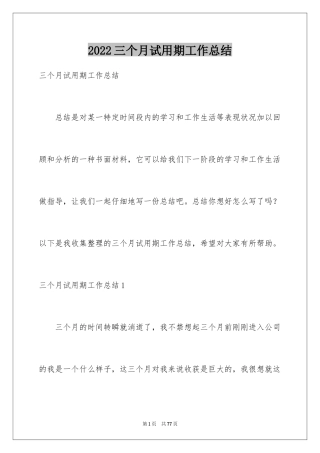 2024三个月试用期工作总结_1