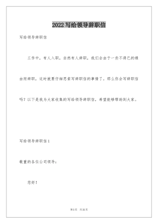 2024写给领导辞职信