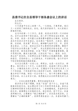 县委书记在全县领导干部务虚会议上的讲话发言_1