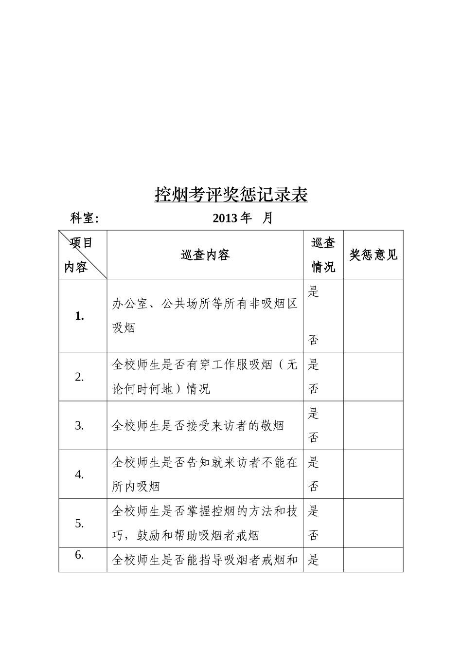 控烟考评奖惩制度、考评奖惩记录表_第3页