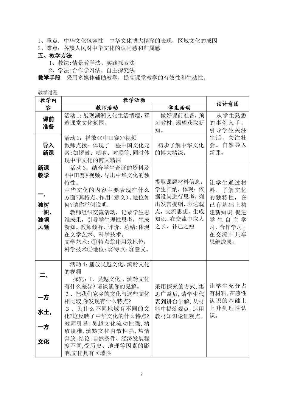 《博大精深的文化》教学设计_第2页