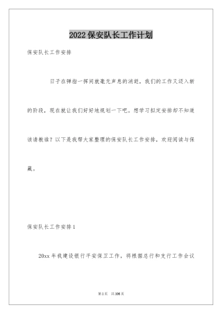 2024保安队长工作计划_1