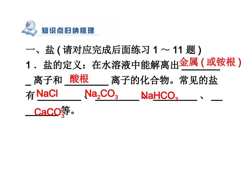 复习2015届九年级化学专题复习：　常见的盐　化学肥料_第2页