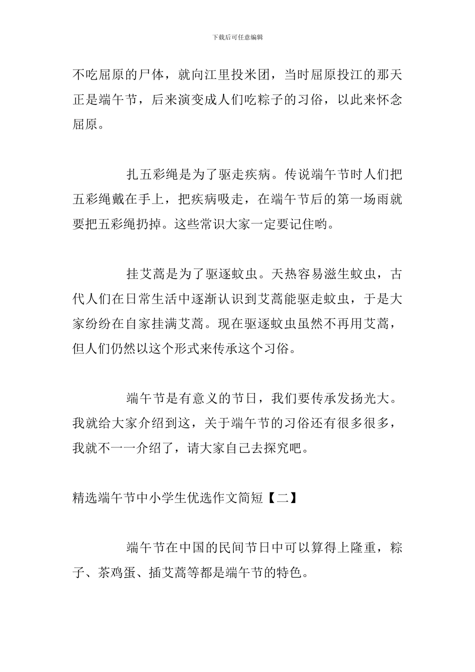 精选端午节中小学生优选作文简短_第2页