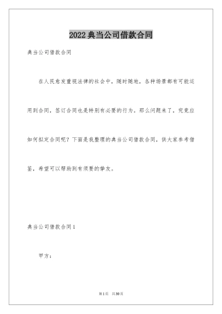 2024典当公司借款合同_2