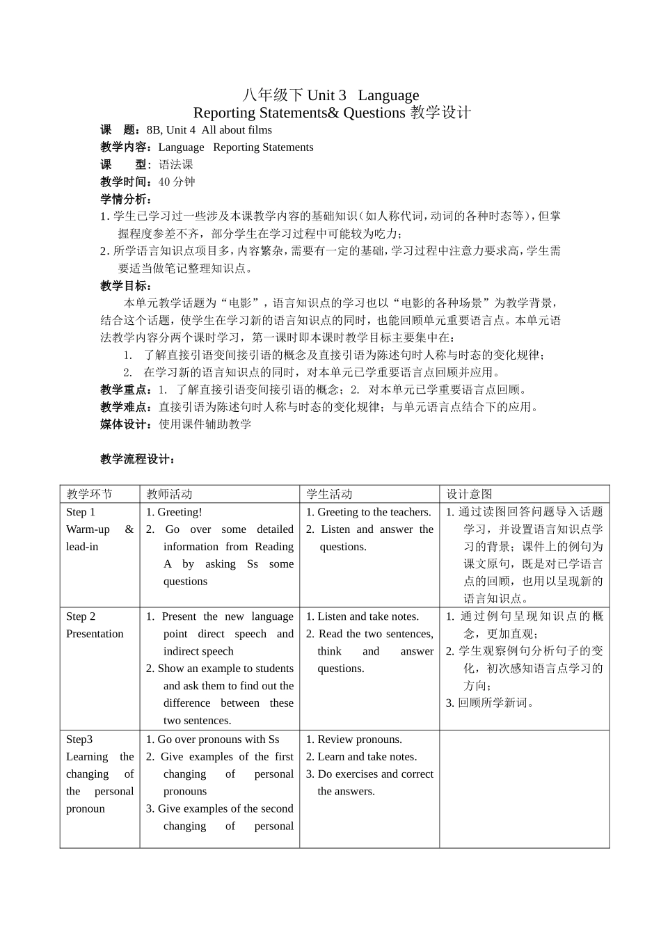 八年级下Unit3Language（直接引语变间接引语）_第1页