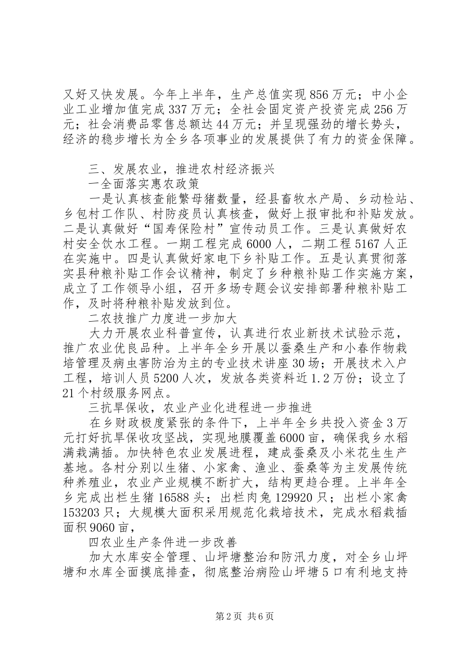 20XX年乡工作总结范文_第2页