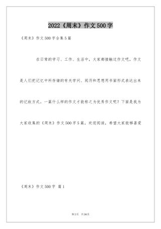 2024《周末》作文500字_3