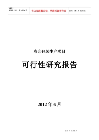 彩印包装生产项目可行性研究报告