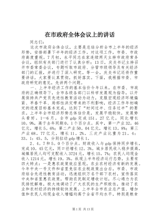 在市政府全体会议上的讲话发言_1